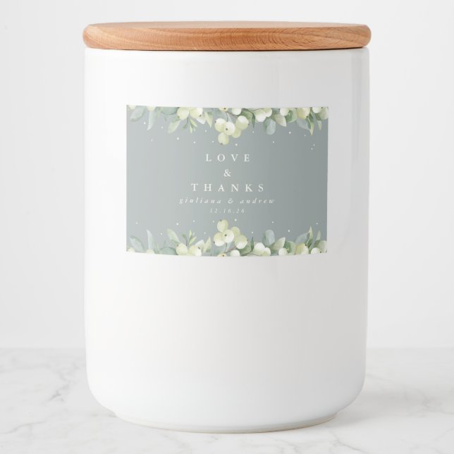Étiquette Pour Bocaux Berneberge verte+Eucalyptus Mariage d'hiver Favori (Devant)