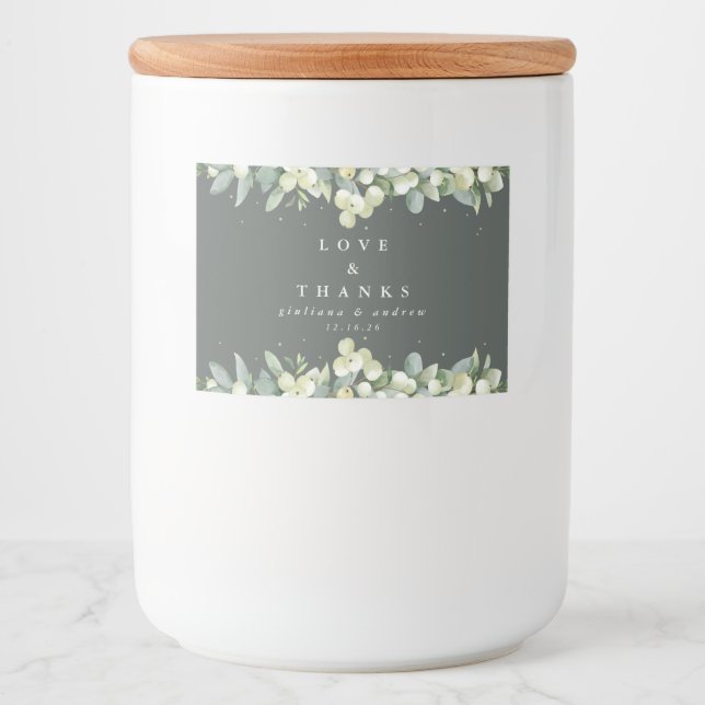 Étiquette Pour Bocaux Berneberge verte+Eucalyptus Mariage d'hiver Favori (Devant)