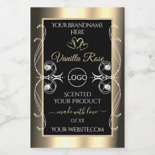 Étiquette Pour Bocaux Bijoux de luxe Noir Or Décor Produit Logo Étiquett