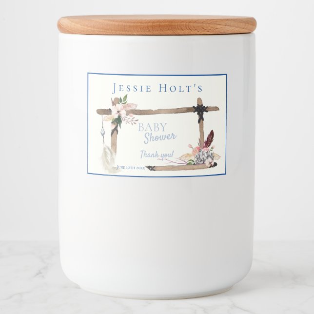 Étiquette Pour Bocaux Boho Beau Baby shower sud-ouest (Devant)