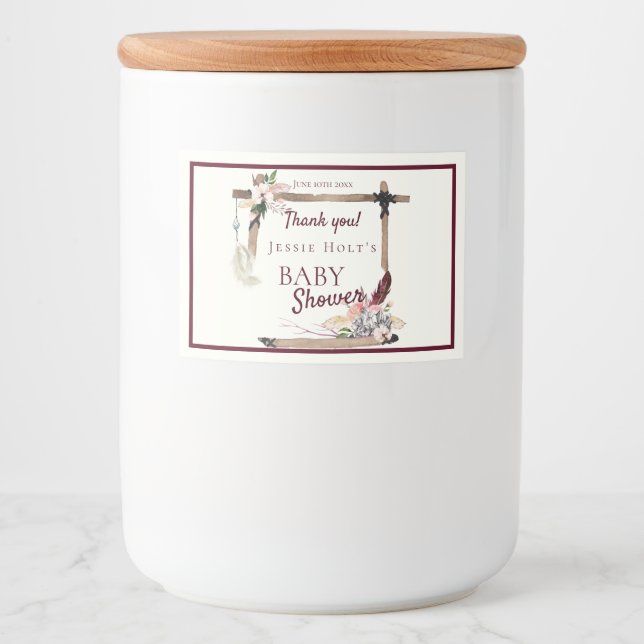 Étiquette Pour Bocaux Boho Beau Baby shower sud-ouest (Devant)