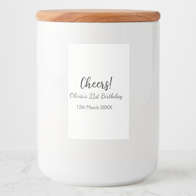 Étiquette Pour Bocaux Bonjour 21e anniversaire ajouter nom date simple m (Devant)