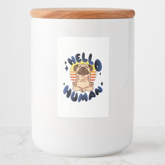 Étiquette Pour Bocaux Bonjour humain Méditer chien de yoga (Devant)