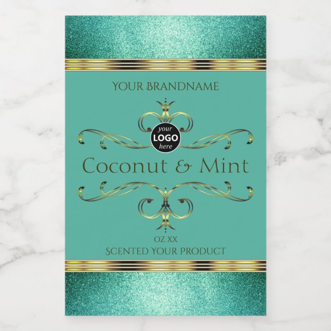 Étiquette Pour Bocaux Bordures de Parties scintillant turquoise Étiquett (Étiquettes simples)