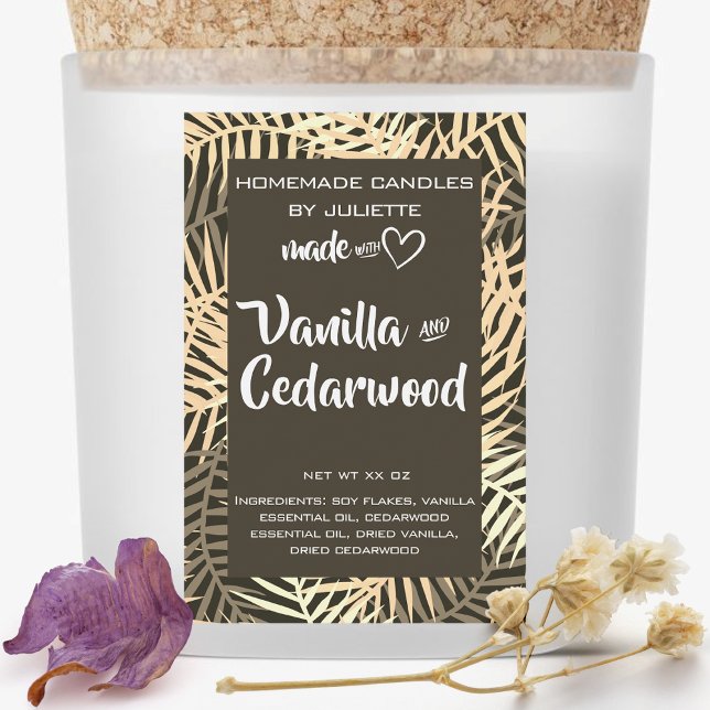 Étiquette Pour Bocaux Bougies de soja Feuilles tropicaux emballage feuil (Créateur téléchargé)