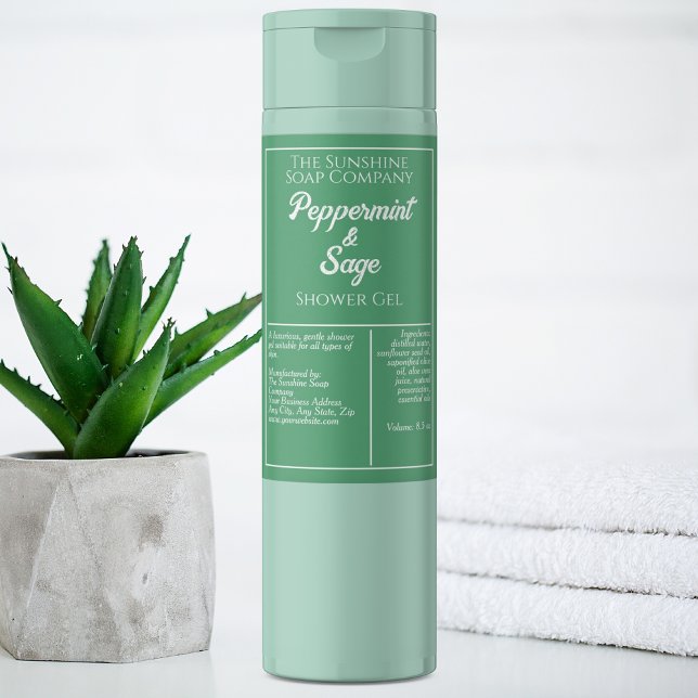 Étiquette Pour Bocaux Bouteille cosmétique verte et blanche imperméable  (Créateur téléchargé)