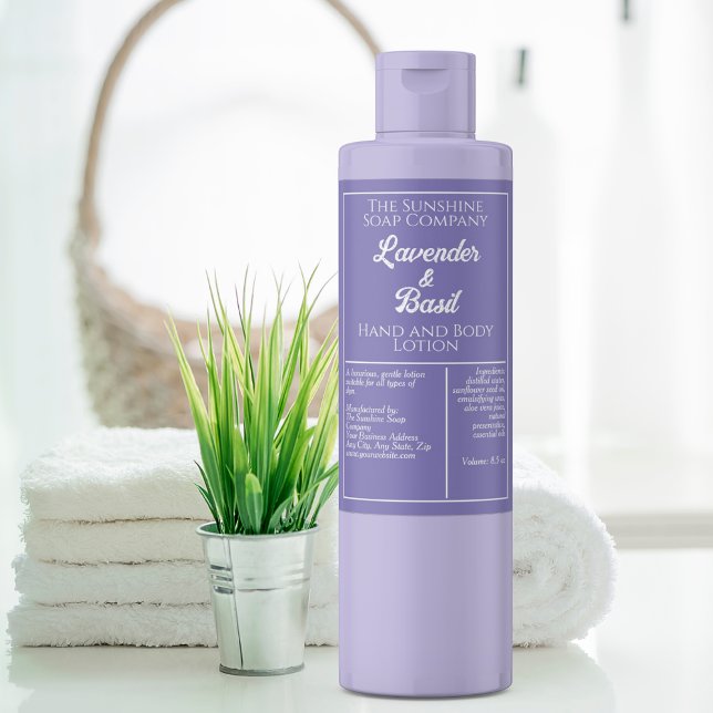 Étiquette Pour Bocaux Bouteille de cosmétique violet et blanc imperméabl (Créateur téléchargé)