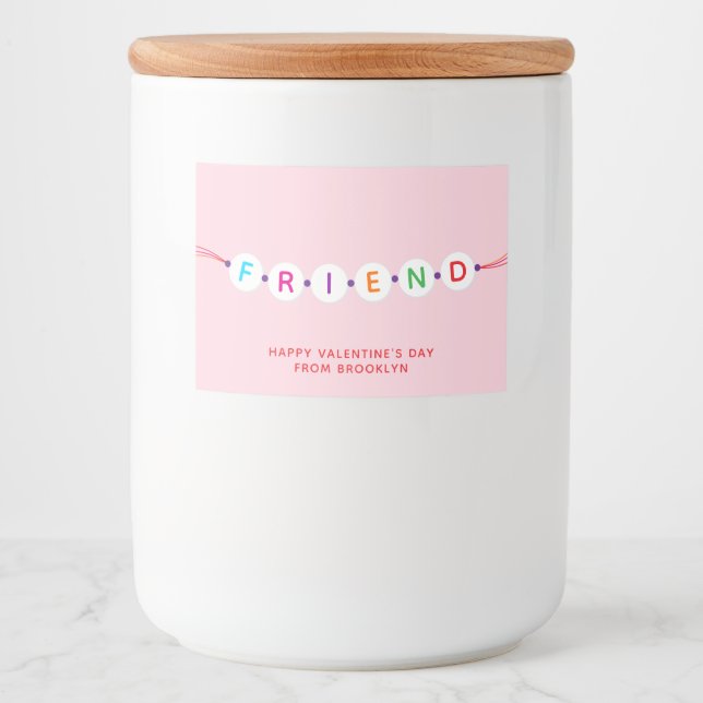 Étiquette Pour Bocaux Bracelet d'amitié rose Saint Valentin (Devant)