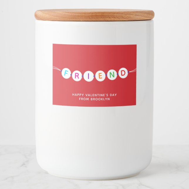 Étiquette Pour Bocaux Bracelet d'amitié rouge Saint Valentin (Devant)