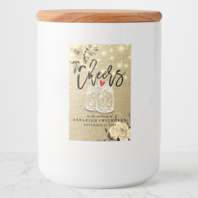 Étiquette Pour Bocaux Bravo Au Mariage Floral Mason Jar Lumières (Devant)