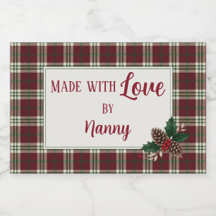 Étiquette Pour Bocaux Cadeau de Noël fait maison à carreaux classique