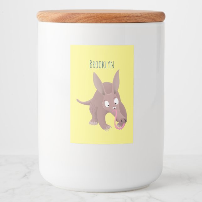 Étiquette Pour Bocaux Caricature amusante de Aardvark (Devant)