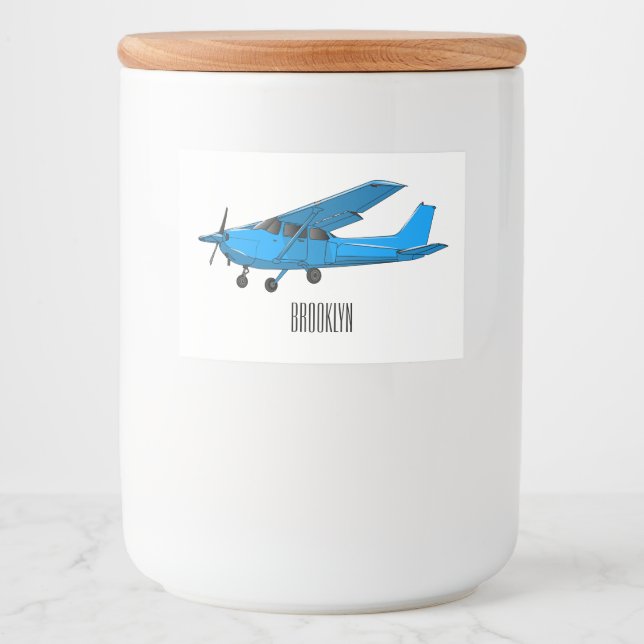 Étiquette Pour Bocaux Caricature d'avion à voilure fixe (Devant)