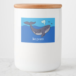 Étiquette Pour Bocaux Caricature de baleine mignonne et de baleine de ve