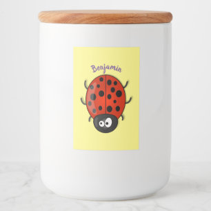 Étiquette Pour Bocaux Caricature de coccinelle rouge joyeux