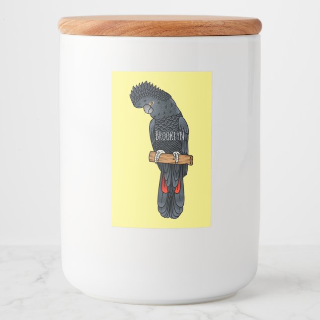 Étiquette Pour Bocaux Caricature d'oiseau à queue rouge (Devant)