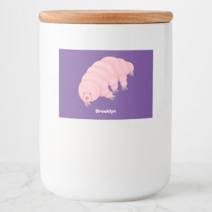 Étiquette Pour Bocaux Caricature d'ours d'eau tardigrade rose mignon