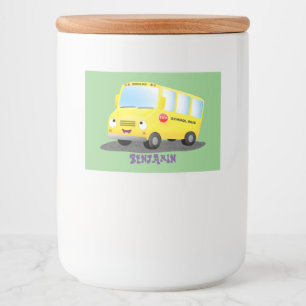 Étiquette Pour Bocaux Caricature du bus scolaire jaune joyeux