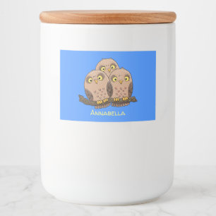 Étiquette Pour Bocaux Caricature en trio de chouette