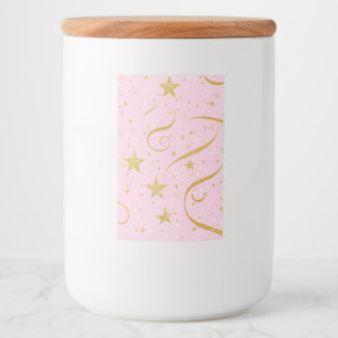 Étiquette Pour Bocaux Charme étoilé - Pot de rangement rose et Gold Star