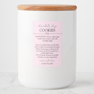 Étiquette Pour Bocaux Chocolat Chip Cookie rose simple