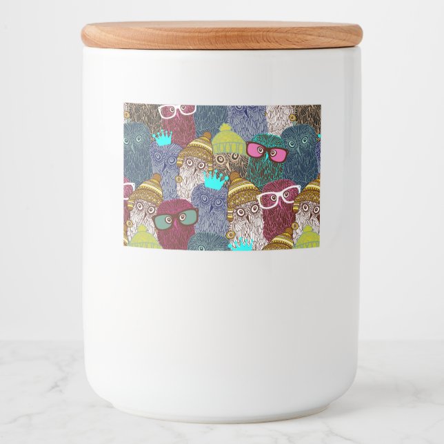 Étiquette Pour Bocaux Chouette dans la couronne (Devant)