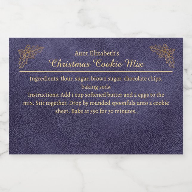 Étiquette Pour Bocaux Christmas Cookies Baking Mix Personalized Blue (Étiquettes simples)