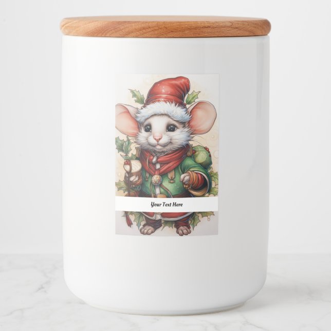 Étiquette Pour Bocaux Christmas Mouse 50 Votre texte ici (Devant)