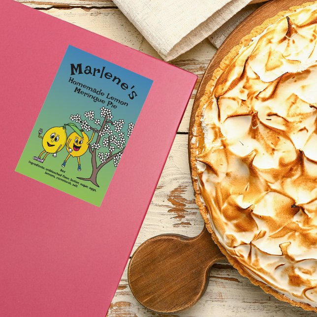 Étiquette Pour Bocaux Citron Pals Drôle Cartoon Pie, Curd et plus (Créateur téléchargé)