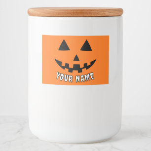 Étiquette Pour Bocaux Citrouille orange personnalisé Halloween Votre Nom