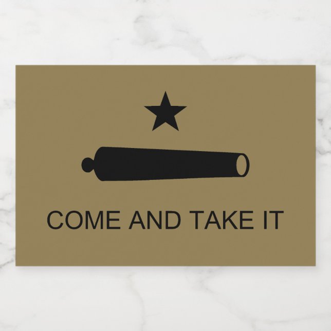 Étiquette Pour Bocaux Come & Take It ! Flag de Texas State (Étiquettes simples)
