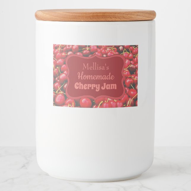 Étiquette Pour Bocaux Confiture de cerisier maison personnalisée (Devant)