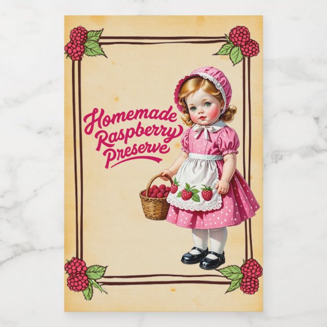 Étiquette Pour Bocaux Conserve de framboise maison vintage (Étiquettes simples)