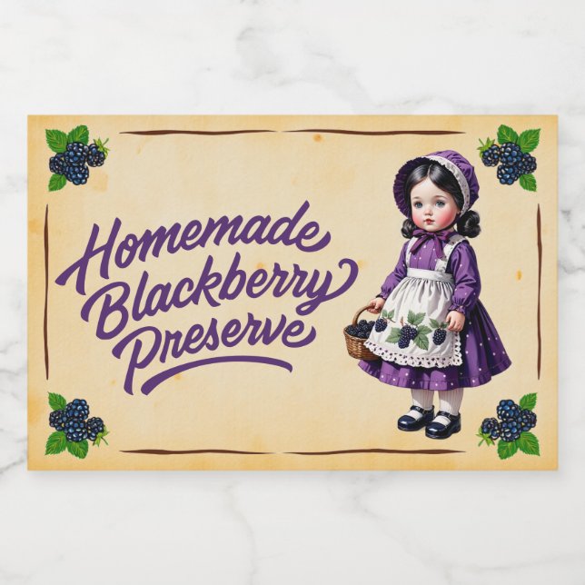 Étiquette Pour Bocaux Conserve de mûres maison - Vintage (Étiquettes simples)