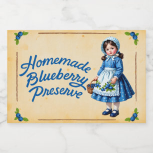 Étiquette Pour Bocaux Conserve de myrtille maison - Vintage