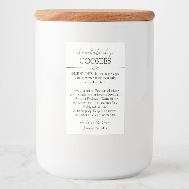 Étiquette Pour Bocaux Cookie à chips au chocolat simple (Devant)