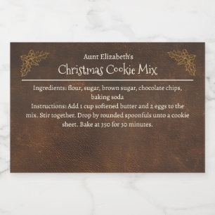 Étiquette Pour Bocaux Cookies de Noël Mélange de cuisson personnalisée