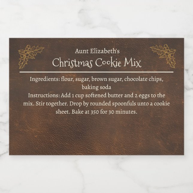Étiquette Pour Bocaux Cookies de Noël Mélange de cuisson personnalisée (Étiquettes simples)