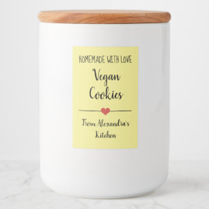 Étiquette Pour Bocaux Cookies jaunes de Vegan