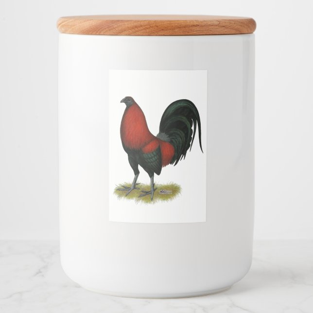 Étiquette Pour Bocaux Coq Rouge Noir BB Américain (Devant)