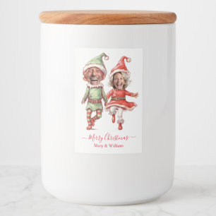 Étiquette Pour Bocaux Couple de lutins de Noël