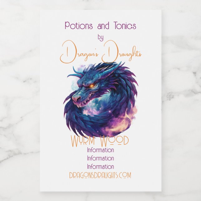 Étiquette Pour Bocaux Créez Votre Propre Dragon Mystique Violet (Étiquettes simples)