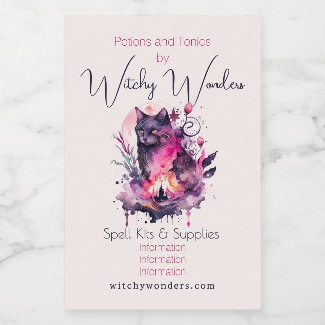 Étiquette Pour Bocaux Créez votre propre pothecaire de chat noir magique (Étiquettes simples)