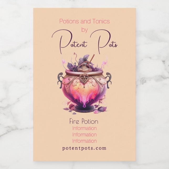 Étiquette Pour Bocaux Créez votre propre potion de feu Cauldron Apotheca (Étiquettes simples)