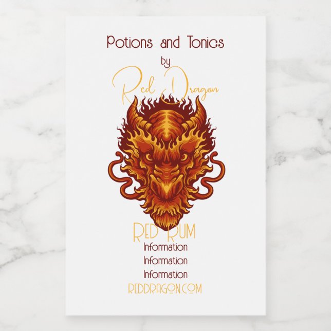 Étiquette Pour Bocaux Créez votre propre tête de dragon rouge (Étiquettes simples)