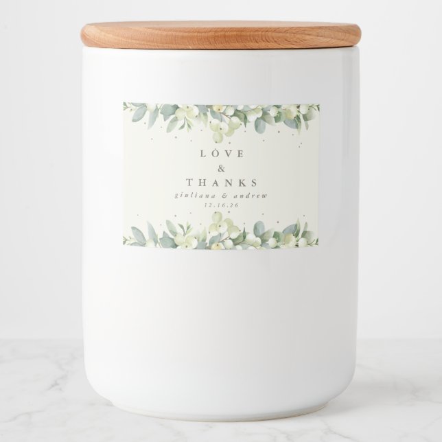 Étiquette Pour Bocaux Crème Snowberry+Eucalyptus Mariage d'hiver Favoris (Devant)