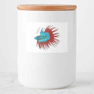 Étiquette Pour Bocaux Crowntail betta fish cartoon illustration