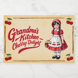 Étiquette Pour Bocaux Cuisine de grand-mère - Cerise Delight - Vintage