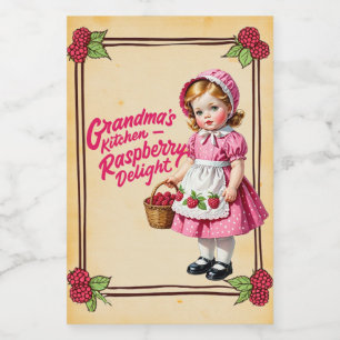 Étiquette Pour Bocaux Cuisine de grand-mère Raspberry Delight Vintage