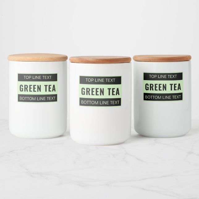 Étiquette Pour Bocaux Custom Green Tea Container Label for Kitchen Stora (Bouteilles)